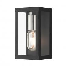 Livex Lighting 28031-04 - 1 Light Black Outdoor ADA Small Wall Lantern with Brushed Nickel Finish Accents