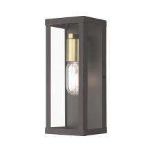 Livex Lighting 28032-07 - 1 Light Bronze Outdoor ADA Medium Wall Lantern with Antique Gold Finish Accents