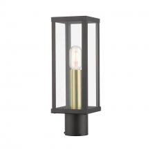 Livex Lighting 28034-07 - 1 Light Bronze Outdoor Post Top Lantern with Antique Gold Finish Accents