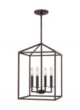 Generation Lighting 5215004EN-710 - Perryton transitional 4-light LED indoor dimmable small ceiling pendant hanging chandelier light in
