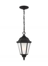 Generation Lighting 60941EN3-12 - Bakersville traditional 1-light LED outdoor exterior pendant in black finish with satin etched glass