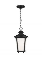 Generation Lighting 62240EN3-12 - Cape May traditional 1-light LED outdoor exterior hanging ceiling pendant in black finish with etche
