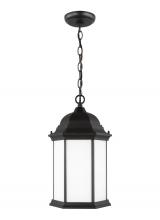 Generation Lighting 6238751EN3-12 - Sevier traditional 1-light LED outdoor exterior ceiling hanging pendant in black finish with satin e